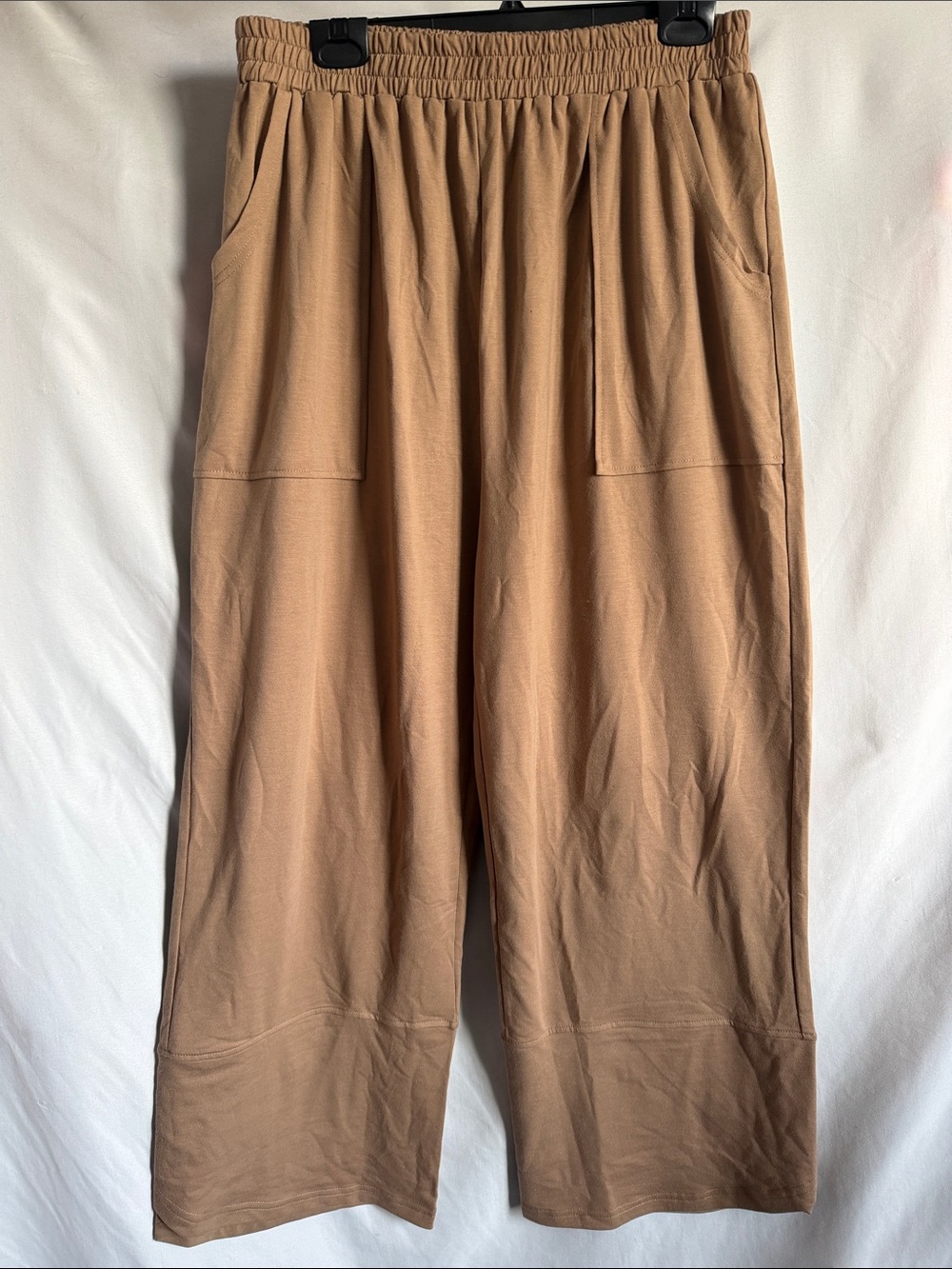 Wide-Leg Pull-On Pants in Tan